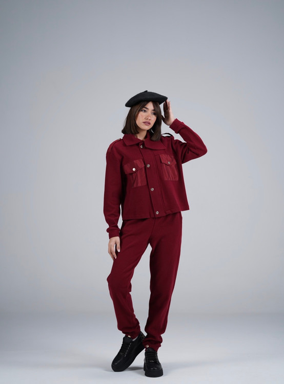 ست کراپ کت و شلوار بافت پاییزه